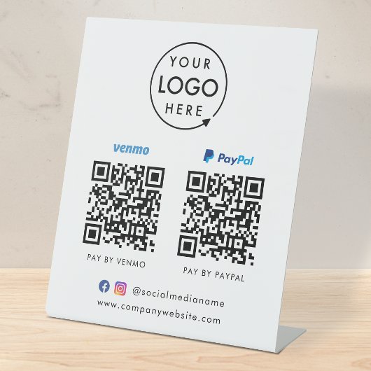 QR-Code-Zahlung | Venmo Paypal Scan to Pay Logo Sockelschild