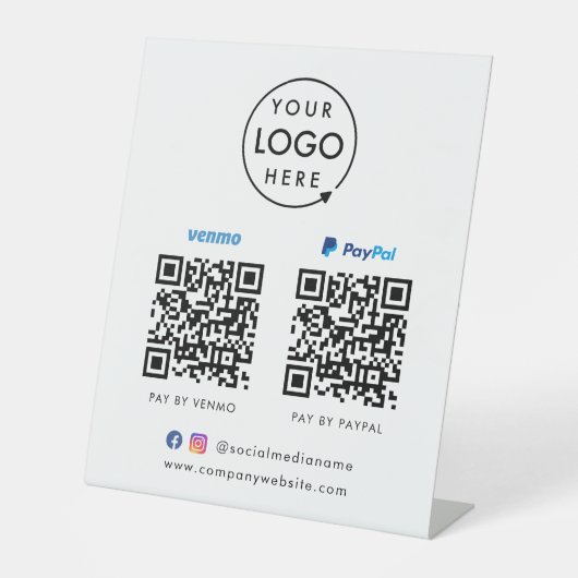 QR-Code-Zahlung | Venmo Paypal Scan to Pay Logo Sockelschild (Vorderseite)