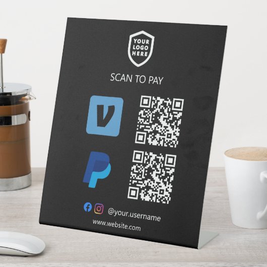 QR-Code-Zahlung | Venmo & Paypal Scan to Pay Pedes Sockelschild (In Situ)