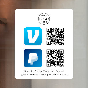 QR-Code-Zahlung   Venmo & Paypal Scan zu bezahlen  Fensteraufkleber