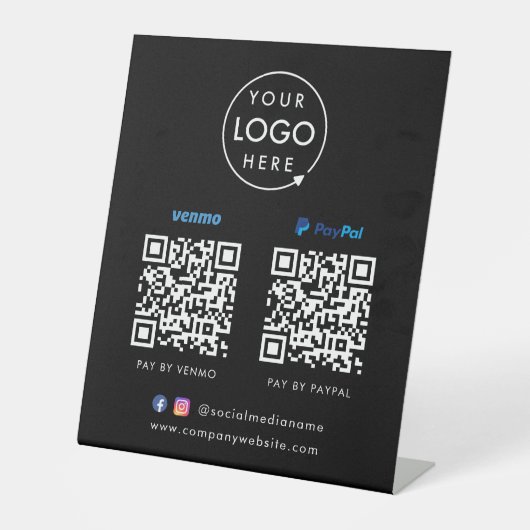 QR-Code-Zahlung | Venmo Paypal Scan zu zahlen Schw Sockelschild (Vorderseite)