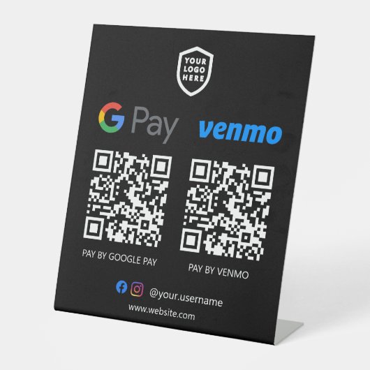 QR-Code-Zahlung | Venmo & Paypal Scan zur Bezahlun Sockelschild (Vorderseite)