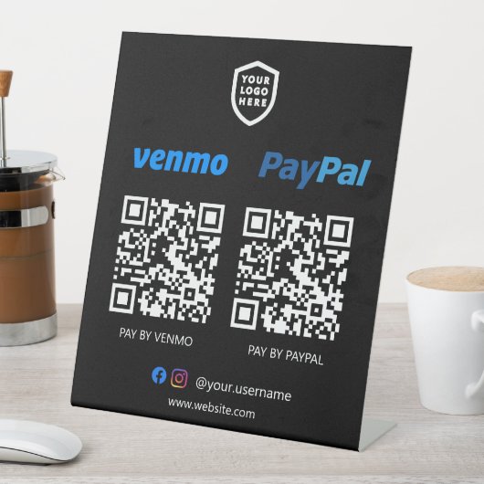 QR-Code-Zahlung | Venmo & Paypal Scan zur Bezahlun Sockelschild (In Situ)