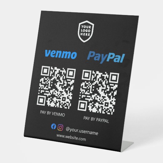 QR-Code-Zahlung | Venmo & Paypal Scan zur Bezahlun Sockelschild (Vorderseite)