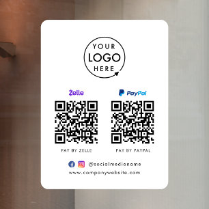 QR-Code-Zahlung   Zelle Paypal Scan to Pay Logo Fensteraufkleber