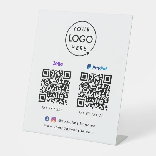 QR-Code-Zahlung | Zelle Paypal Scan to Pay Logo Sockelschild (Vorderseite)