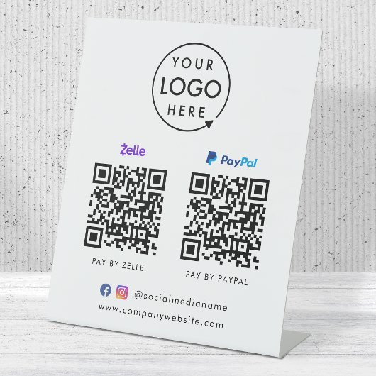 QR-Code-Zahlung | Zelle Paypal Scan to Pay Logo Sockelschild