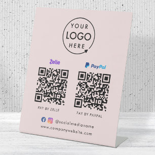 QR-Code-Zahlung Zelle Paypal Scan to Pay Pink Sockelschild
