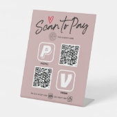 QR Code Zahlungsoptionen Dusty Pink Modern Trendy Sockelschild (Vorderseite)