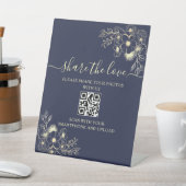 QR-Code-Zeichen für Hochzeiten in Navy - Teilen Si Sockelschild (In SItu)