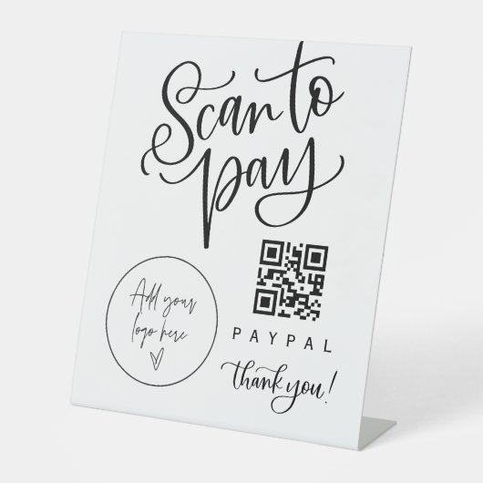 QR-Code-Zeichen für Hochzeitsfeier Bar Valet Busin Sockelschild (Vorderseite)