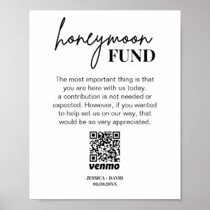 QR-Code-Zeichen für moderne Honeymoon-Fonds Poster