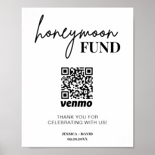 QR-Code-Zeichen für moderne Honeymoon-Fonds Poster