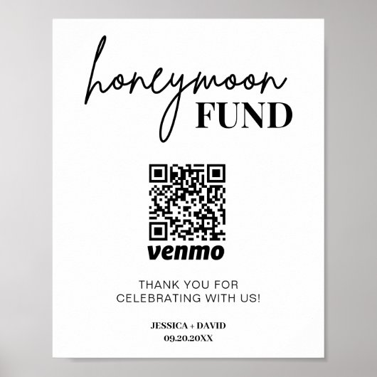 QR-Code-Zeichen für moderne Honeymoon-Fonds Poster (Vorne)
