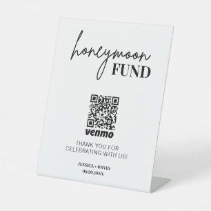 QR-Code-Zeichen für moderne Honeymoon-Fonds Sockelschild
