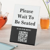 QR-Code-Zeichen im Online-Menü, warten Sie bitte, Sockelschild (In Situ)