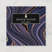 QR-Code Zeitgenössischer lila Nagelsalon mit agodi Quadratische Visitenkarte (Vorderseite)