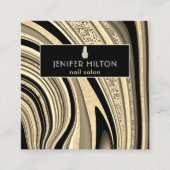 QR-Code Zeitgenössisches Gold-Agode-Nagelsalon Quadratische Visitenkarte (Vorderseite)