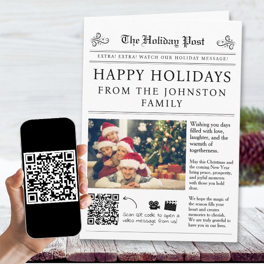 QR Code Zeitung Weihnachtskarte Karte