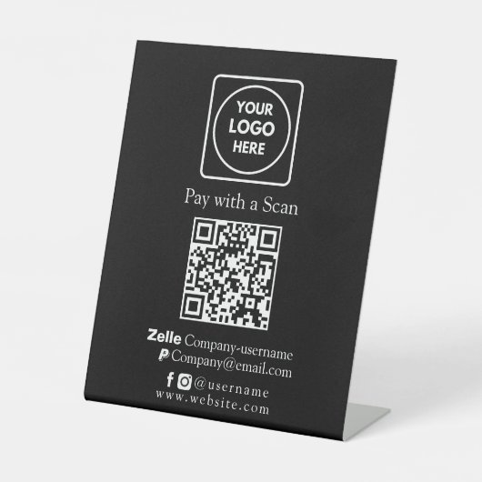 QR-Code | Zelle & PayPal Business Payment Sockelschild (Vorderseite)