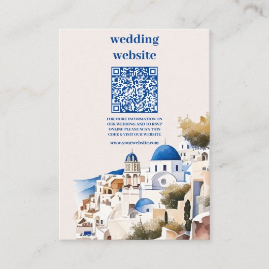 QR-Code Zielort Griechenland Santorini Hochzeit Begleitkarte (Vorderseite)