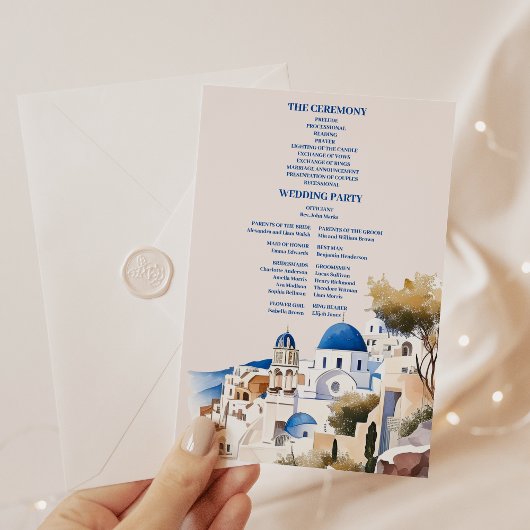 QR-Code Zielort Griechenland Santorini Hochzeit Begleitkarte