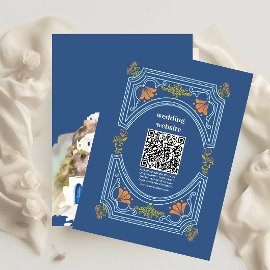 QR-Code Zielort Griechenland Santorini Hochzeit Begleitkarte