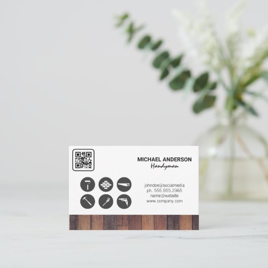 Qr-Code | Zimmereinrichtung Visitenkarte (Stehend Vorderseite)