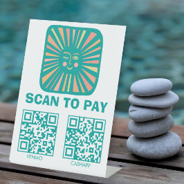 QR-Code zum Bezahlen Leuchtende Sonne Cute Charman Sockelschild