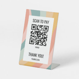 QR-CODE ZUM BEZAHLEN SCANNEN Pastell Regenbogen St Sockelschild