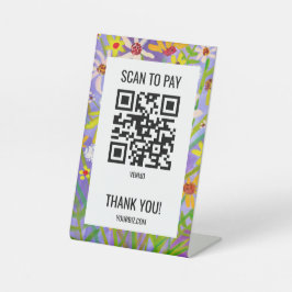 QR-CODE ZUM BEZAHLEN SCANNEN Watercolor Florals Sockelschild