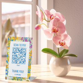 QR-CODE ZUM BEZAHLEN SCANNEN Watercolor Florals Sockelschild