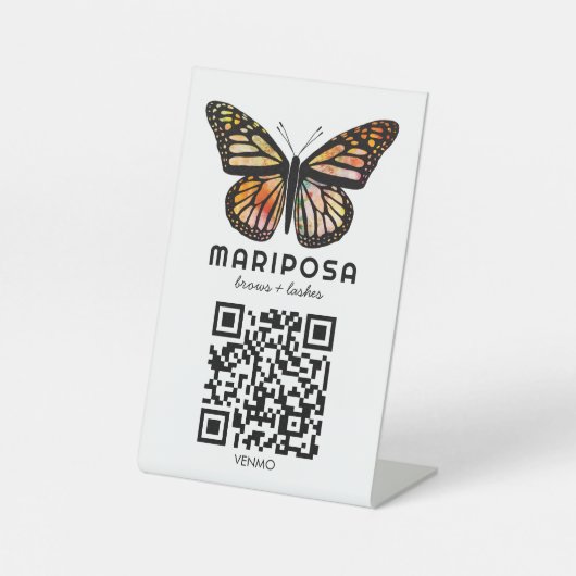 QR-Code zum Bezahlen Schmetterling Esthetiker Schö Sockelschild (Vorderseite)