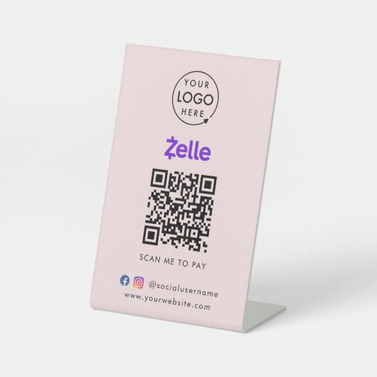 QR-Code | Zur Bezahlung von Business Pink scannen Sockelschild (Vorderseite)