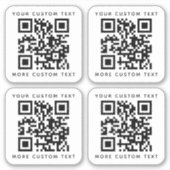 QR-Code zwei Zeilen Text über und unter dem Quadra Aufkleber (Vorderseite)