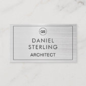 QR-Codearchitektur Pinsel Silver Monogram Visitenkarte (Vorderseite)