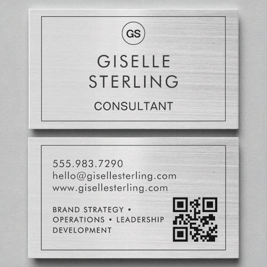 QR-Codeberater Pinsel Silver Monogram Visitenkarte