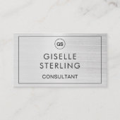 QR-Codeberater Pinsel Silver Monogram Visitenkarte (Vorderseite)