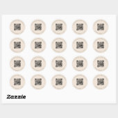 QR-Codedetails der Hochzeitwebsite uAwg beige Runder Aufkleber (Blatt)