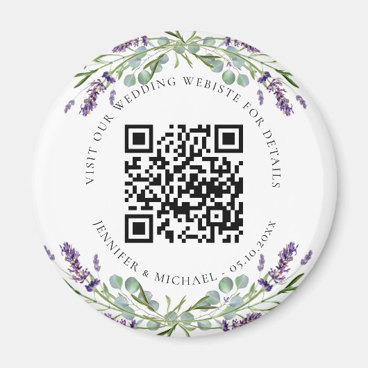 QR-Codedetails für Hochzeitsseiten uAwg-Lavendel Magnet (Vorne)