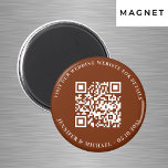 QR-Codedetails für Hochzeitsseiten uAwg verbrannte Magnet<br><div class="desc">Fügen Sie Ihre URL für Ihre Hochzeitswebsite hinzu. Für Informationen,  Details,  Online-uAwg. Ein verbrannter,  orangefarbener Hintergrund,  weißer Text.</div>