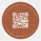 QR-Codedetails für Hochzeitsseiten uAwg verbrannte Runder Aufkleber (Vorderseite)