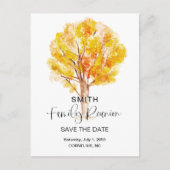 QR-Codefamilie Tree Fall Wiedersehen Save the Date Einladungspostkarte (Vorderseite)