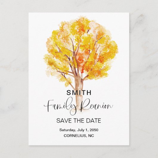 QR-Codefamilie Tree Fall Wiedersehen Save the Date Einladungspostkarte (Vorderseite)
