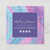 QR-Codefarbe für Social Media Stratege Social Medi Quadratische Visitenkarte (Vorderseite)