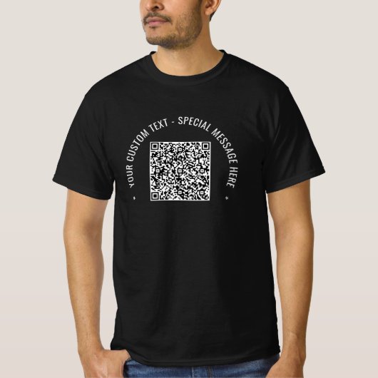 QR-Codeinformationen Benutzerdefinierter Text Ihr  T-Shirt (Vorderseite)