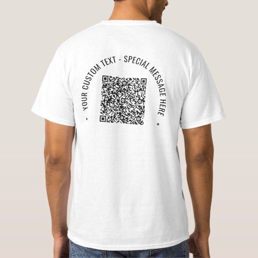 QR-Codeinformationen Benutzerdefinierter Text Ihr  T-Shirt (Rückseite)
