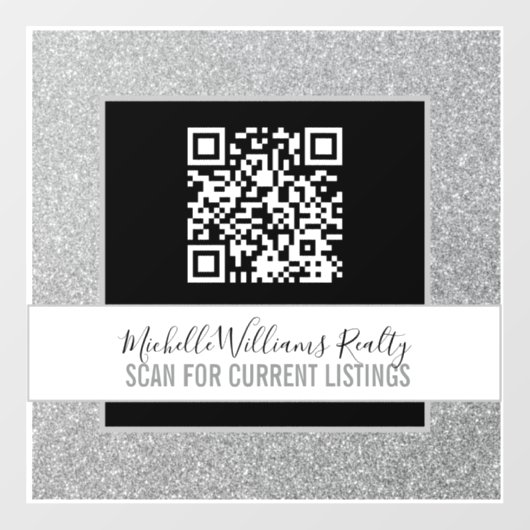 QR-Codeklammer für Silver Glitzer Fensteraufkleber (Blatt)
