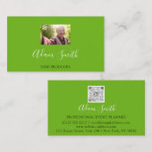 QR-Codelogo Benutzerdefiniert Foto Minze Grün Visitenkarte (Vorne/Hinten)