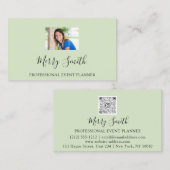 QR-Codelogo Benutzerdefiniertes Foto Minze Grün Visitenkarte (Vorne/Hinten)